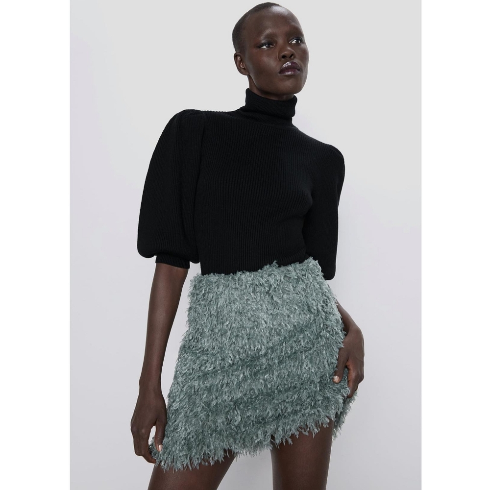 ZARA Feathery Mini Skirt Size S